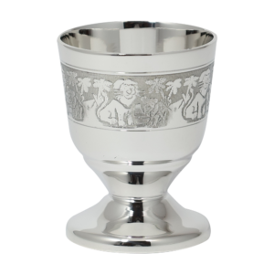 Coquetier métal argenté Les lions